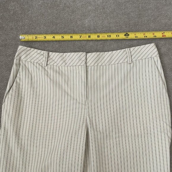 Loft Crop Pants Womens 4 Ann Striped Beige Black White Straight Leg Summer Capri - Picture 6 of 9